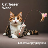 Steel Wire Cat Teaser Wand with Feather and Bell