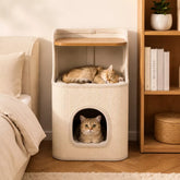 Two-Level Square Sisal Cat Scratcher Barrel with Resting Space