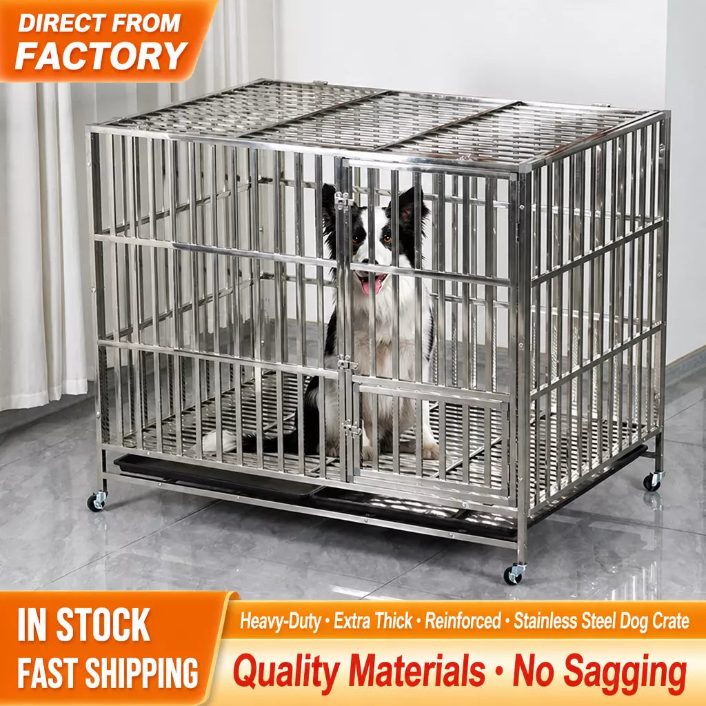 Stainless Steel Dog Crate with Tray