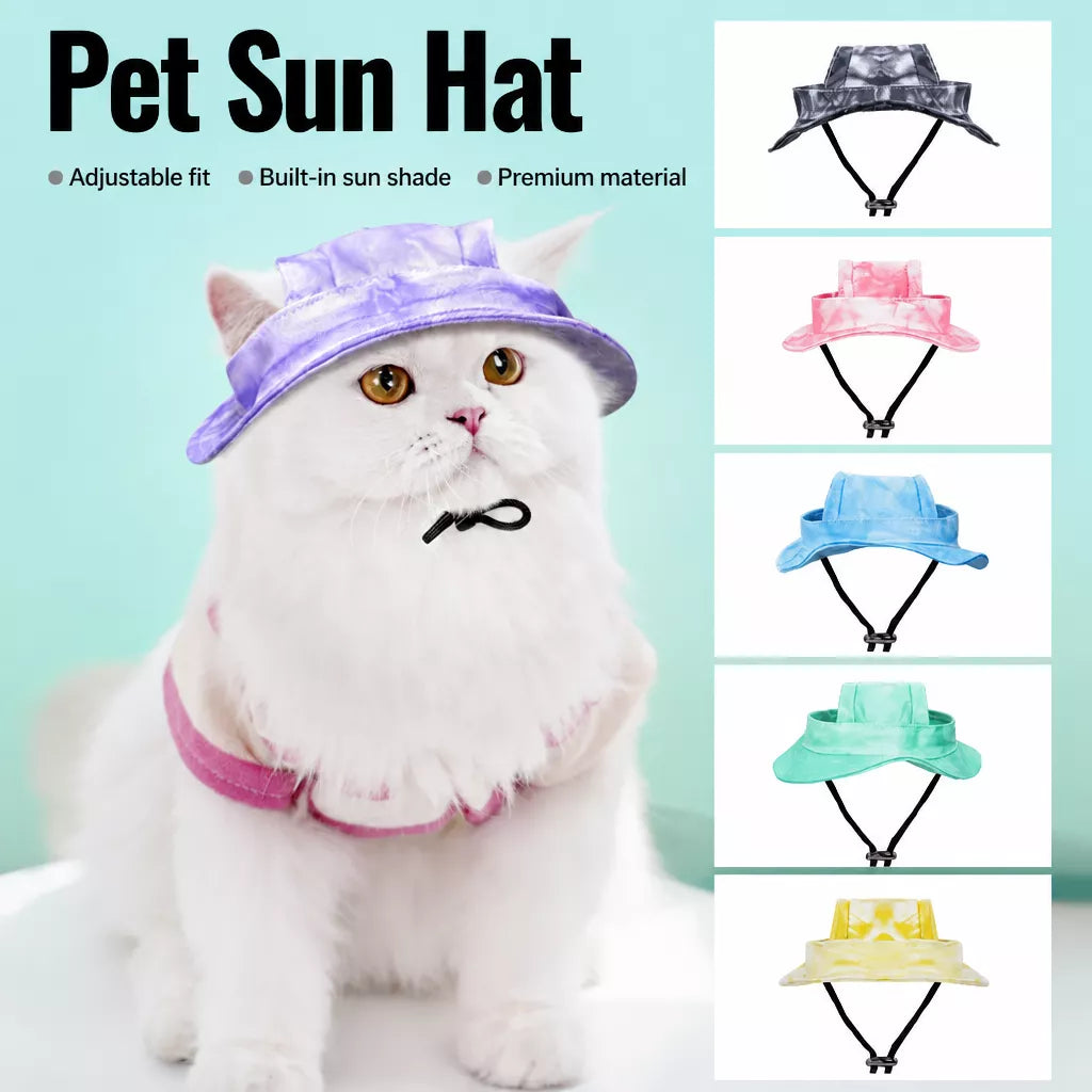 Adjustable Cotton Pet Bucket Hat with Ear Openings