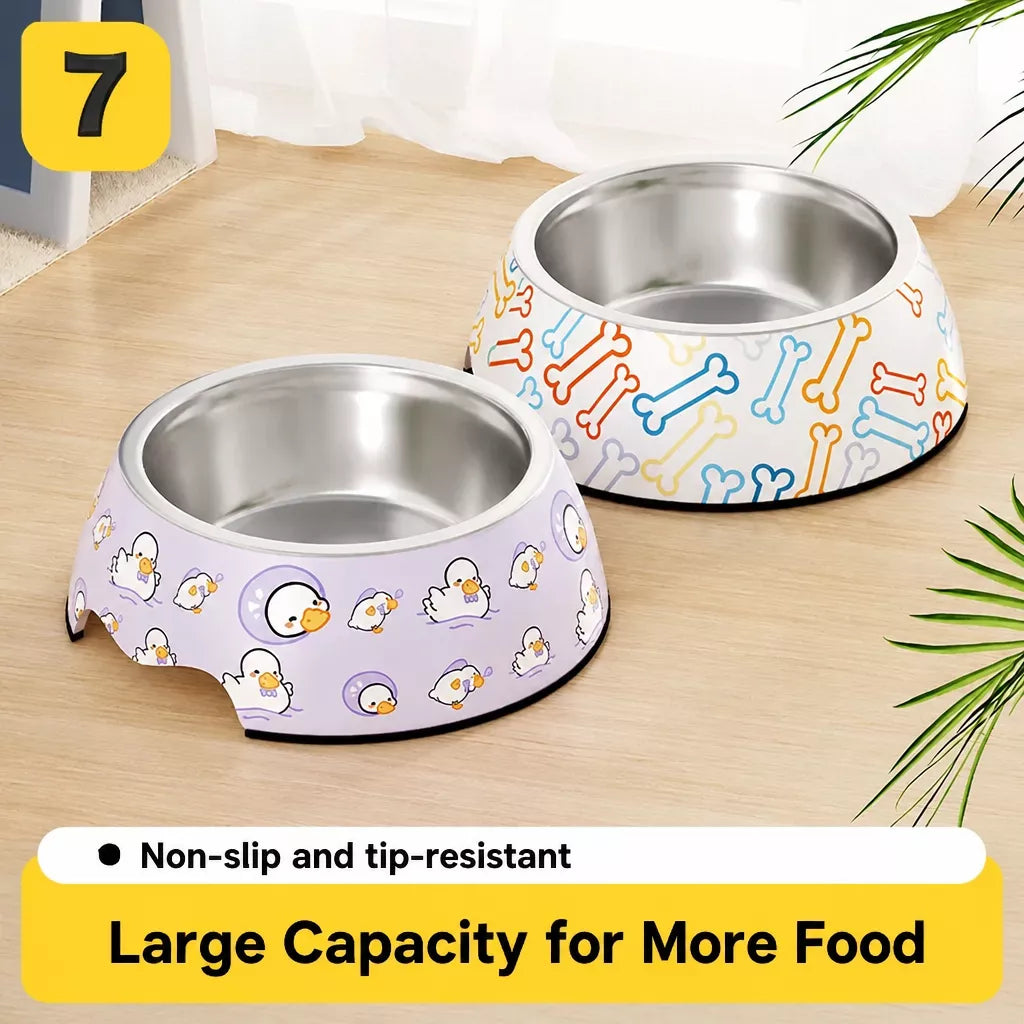Tip-Resistant Stainless Steel Pet Bowl for Dogs and Cats