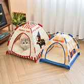 Foldable Semi-Enclosed Pet Tent Bed for Cats and Small Dogs