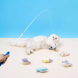 Retractable Cat Wand Toy with Fish-Shaped Teaser