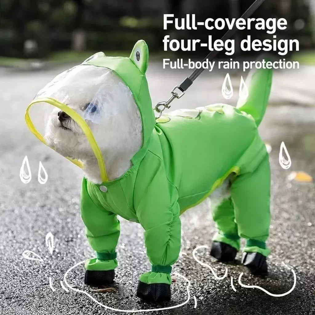 Frog-Style Full-Coverage Raincoat for Small Dogs