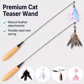 Cat Wand Toy with Feather Replacement Heads