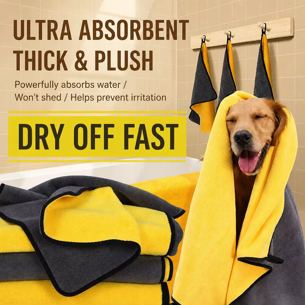 Quick-Dry Pet Bath Towel for Dogs and Cats