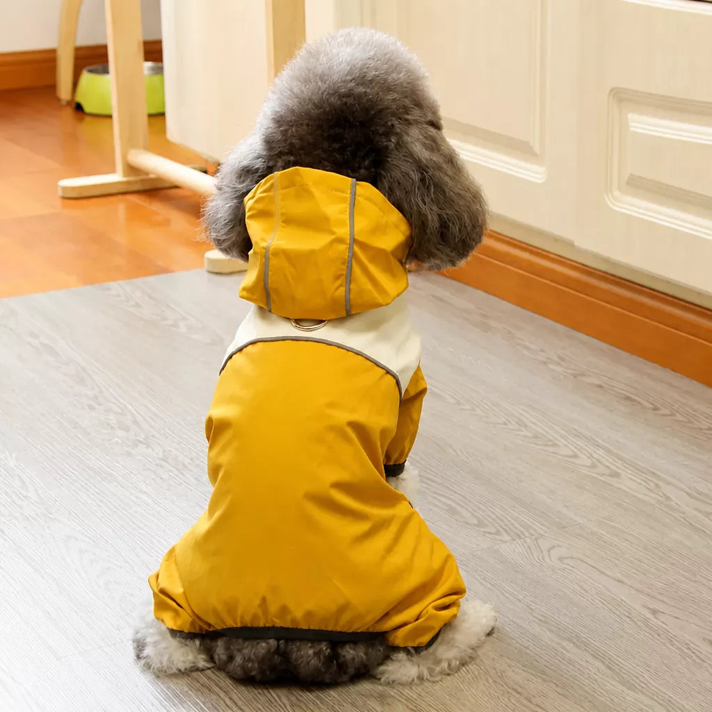 Four-Leg Polyester Dog Raincoat for Rainy-Day Walks