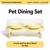 Elevated Ceramic Pet Bowl Set with a Double-Bowl Stand