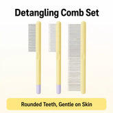 3-Piece Stainless Steel Pet Grooming Comb Set with Plastic Handles