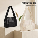 Faux Leather Mesh Crossbody Pet Carrier for Small Cats and Dogs