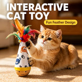 Beechwood Cat Wobble Toy with Feather and Twist Designs