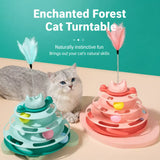 Cat Spinning Wheel Toy with Feather Wand and Play Balls