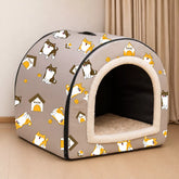 Waterproof Semi-Enclosed Pet Bed for Small to Medium Dogs and Cats