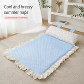 Cotton-Linen Pet Bed Mat with Bunny-Ear Pillow