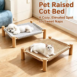 Elevated Linen Pet Bed with Solid Wood Frame