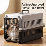 Pet Airline Travel Carrier with Hanging Bowl for Cats and Small Dogs