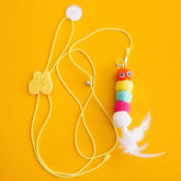 Hanging Feather Cat Teaser Toy with Elastic Cord