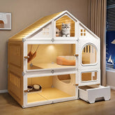 Multi-Tier Enclosed Cat Condo with Litter Area