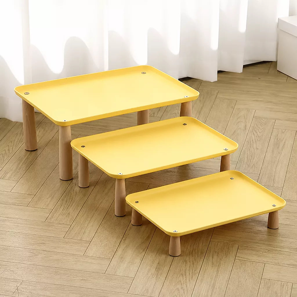 Elevated Pet Feeding Stand with Wooden Legs