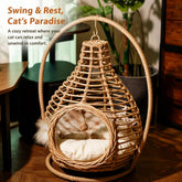 Hanging Rattan Pet Basket Bed for Pets Up to 22 lb