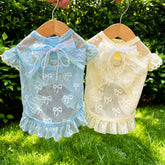 Lightweight Mesh Bow Pet Shirt with Leash Opening for Dogs & Cats