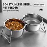 Stainless Steel Double Pet Bowls with Elevated Stand