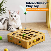 Interactive Cat Activity Box with Scratch Pad and Toy Balls