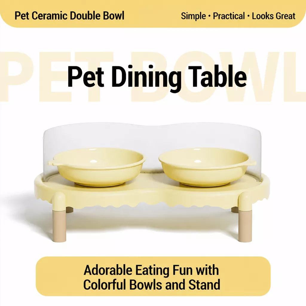 Elevated Ceramic Pet Bowl Stand for Cats and Dogs