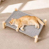 Cot-Style Cat Bed with Washable Scratching Mat