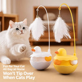 Interactive Wobble Cat Toy with Feather Teaser