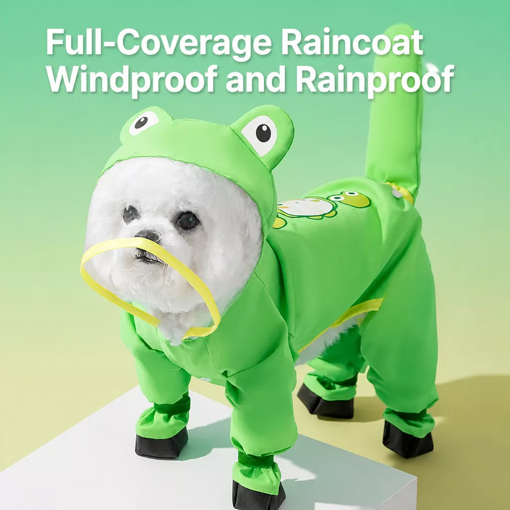Frog-Style Full-Coverage Raincoat for Small Dogs