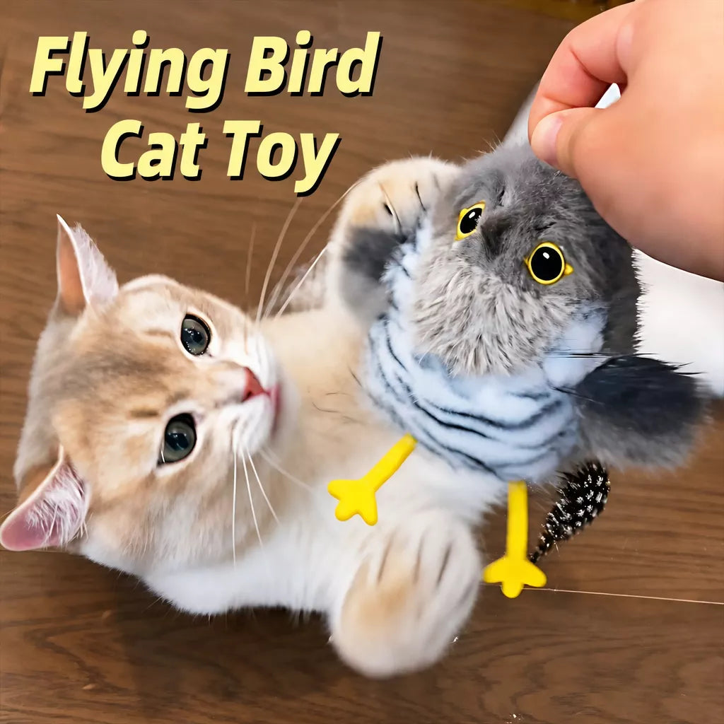 Automatic Flying Bird Cat Toy with Fluttering Wings