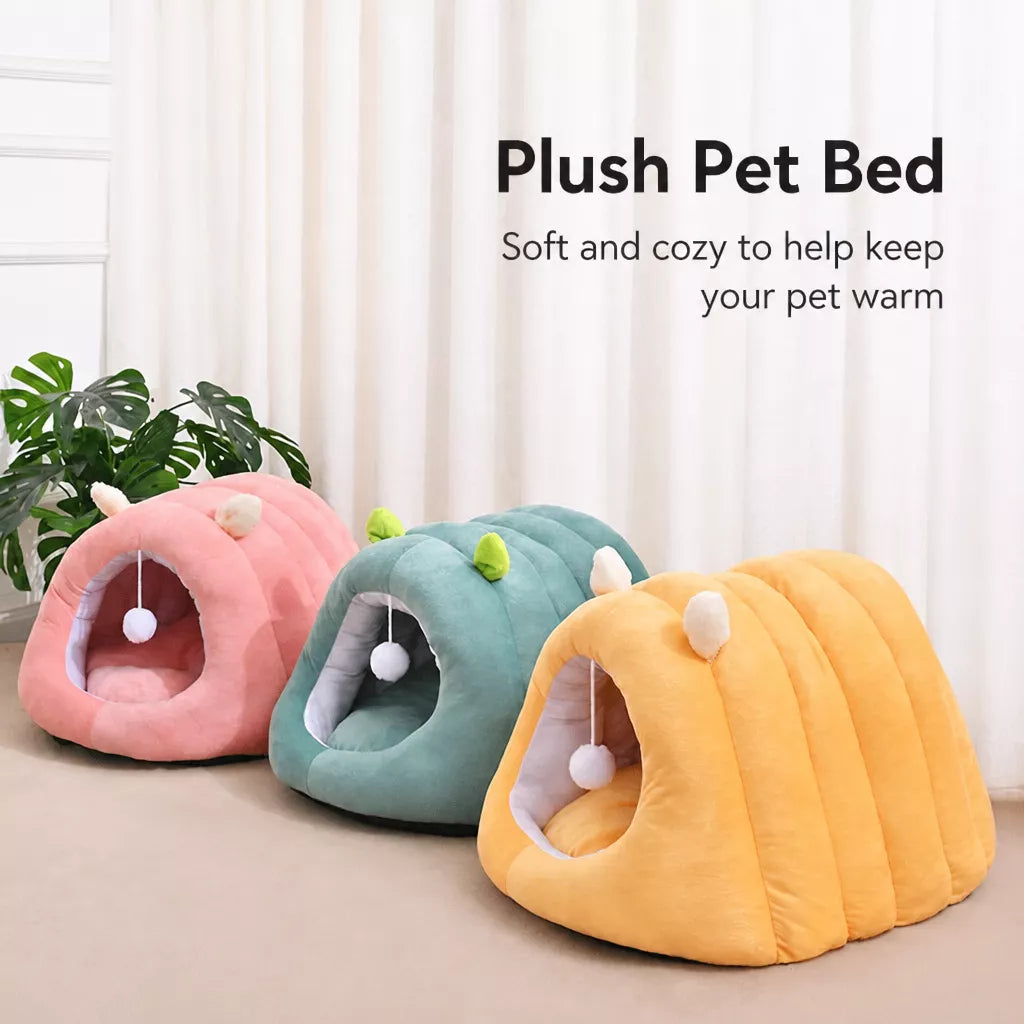 Semi-Enclosed Winter Cat Bed with Slipper-Style Tunnel