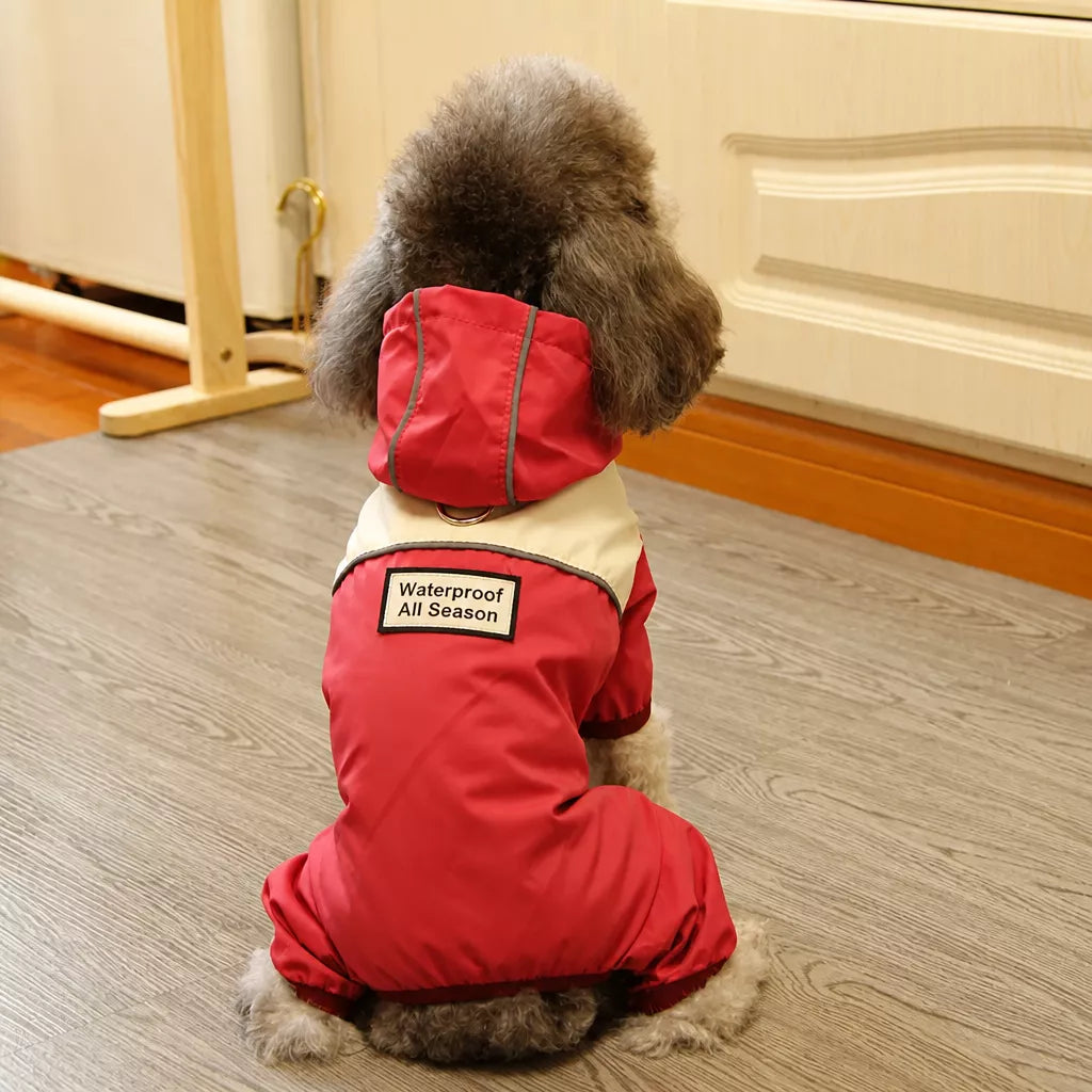 Four-Leg Polyester Dog Raincoat for Rainy-Day Walks