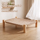 Elevated Linen Pet Bed with Solid Wood Frame