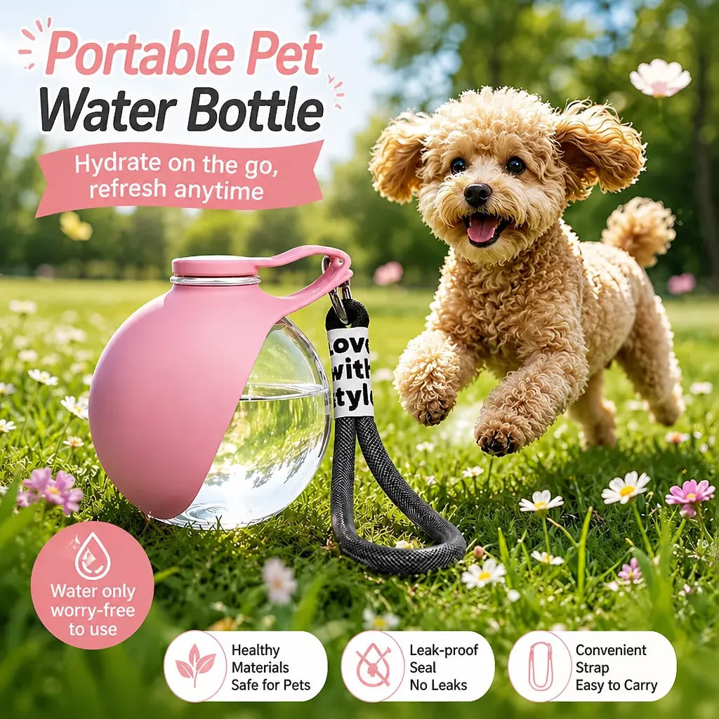 Portable Pet Water Bottle with Foldable Silicone Bowl