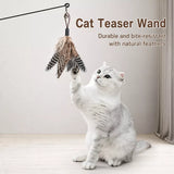 Detachable Feather Wand Cat Toy with Wooden Handle