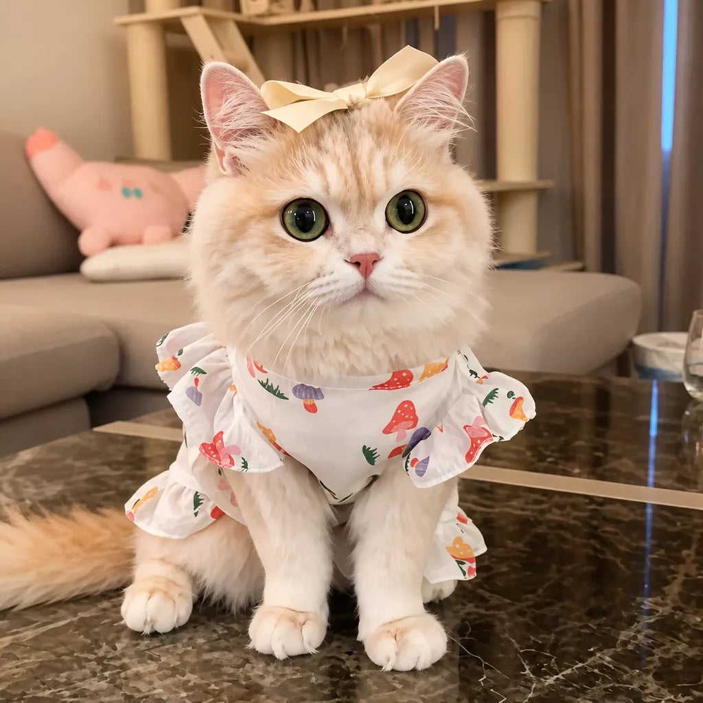 Lightweight Polyester Pet Dress for Cats and Small Dogs