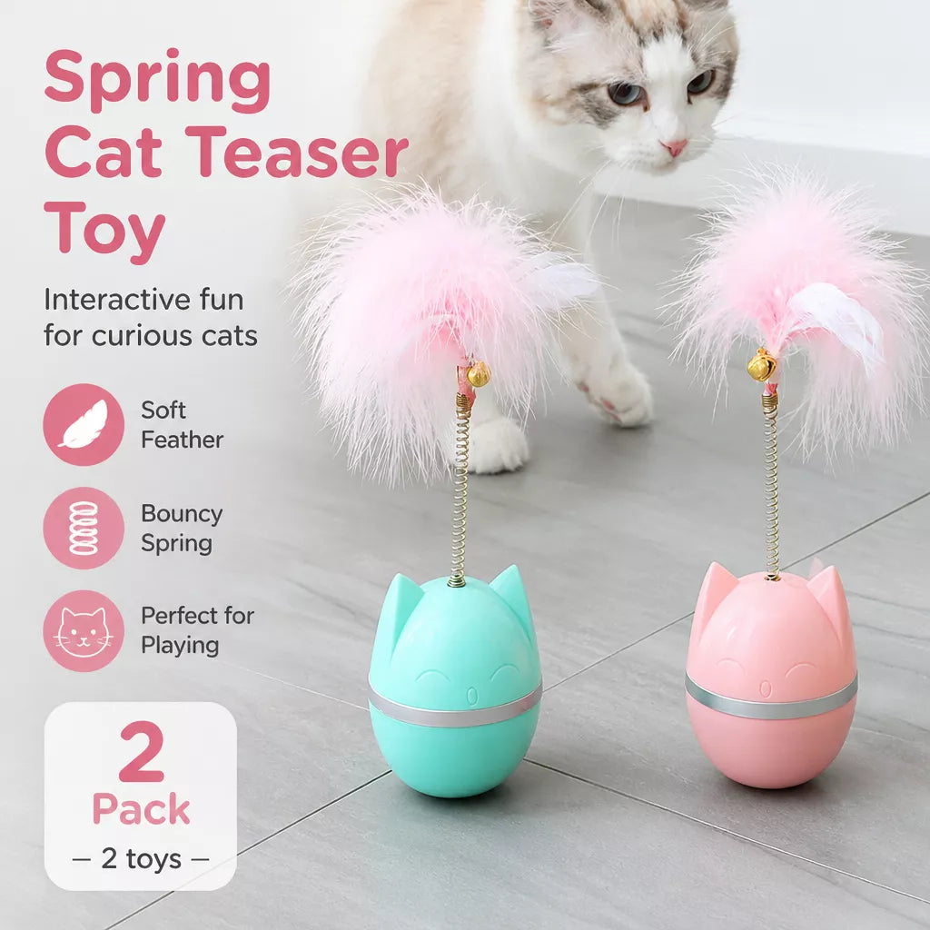 Cat Wobble Toy with Feather and Bell