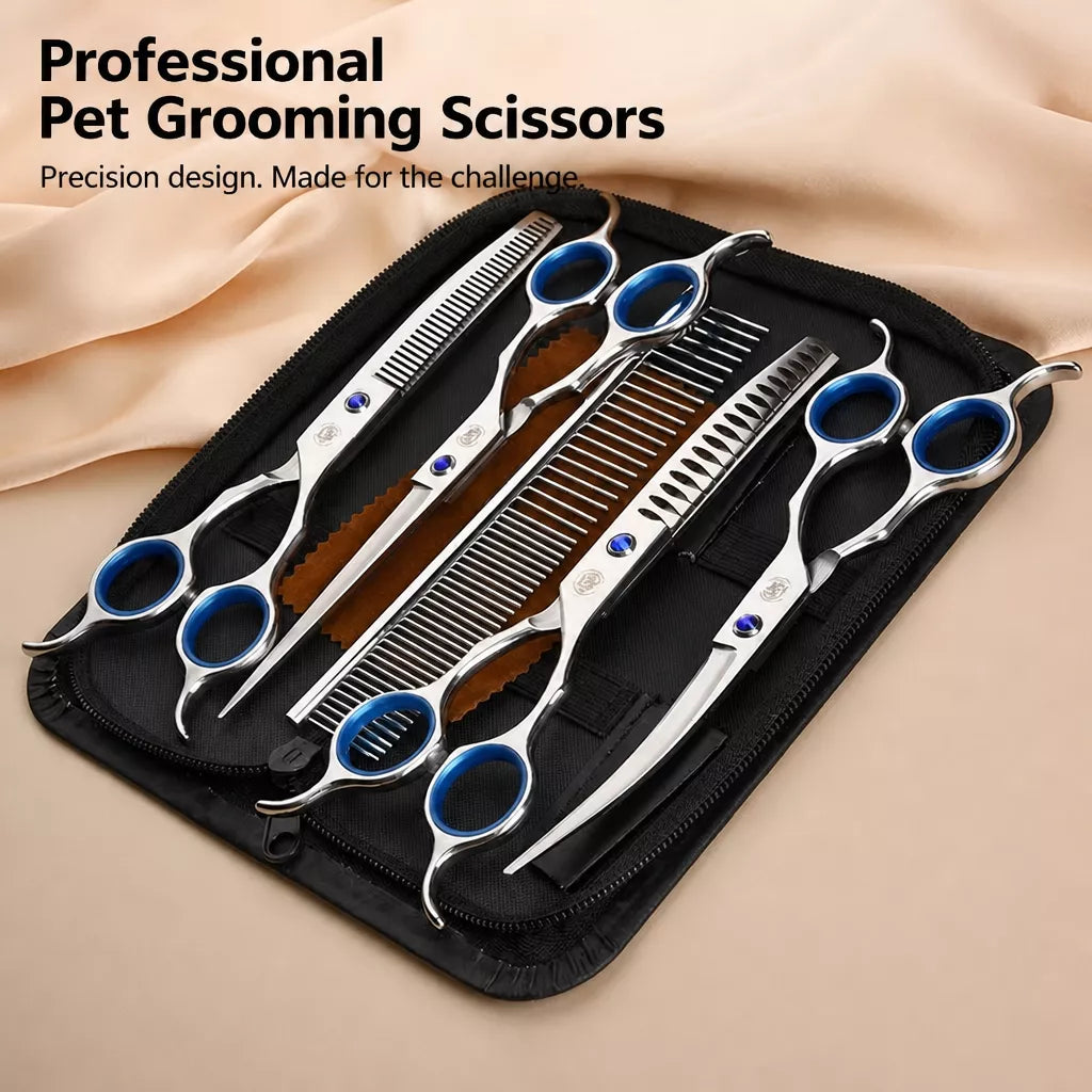 Pet Grooming Shears Set with Storage Case