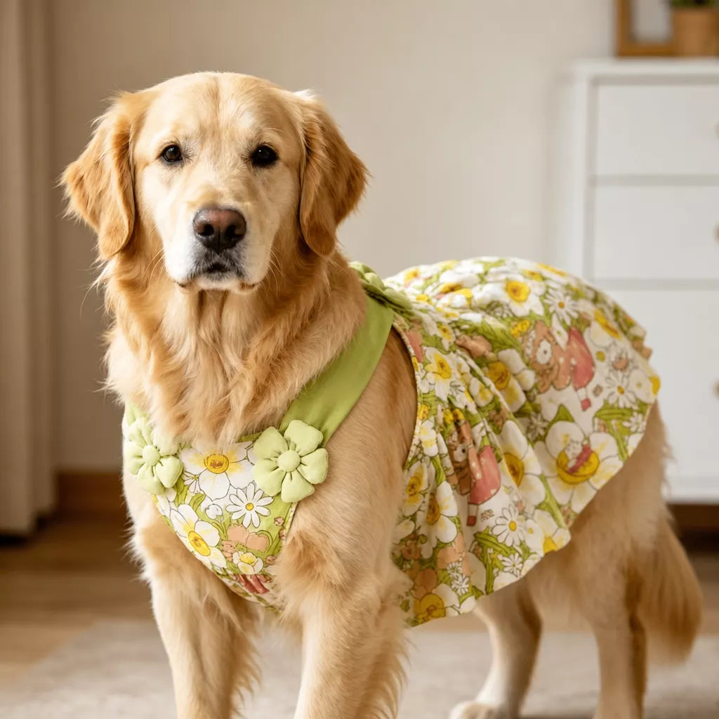 Summer Dog Dress with Shoulder Straps for Medium to Large Dogs