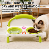 Elevated Double Pet Bowl Stand with Ceramic Bowls