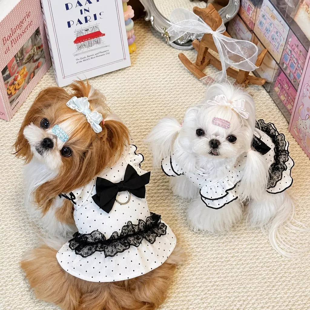 Polka Dot Flutter-Sleeve Pet Dress for Cats & Small Dogs