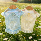 Lightweight Mesh Bow Pet Shirt with Leash Opening for Dogs & Cats
