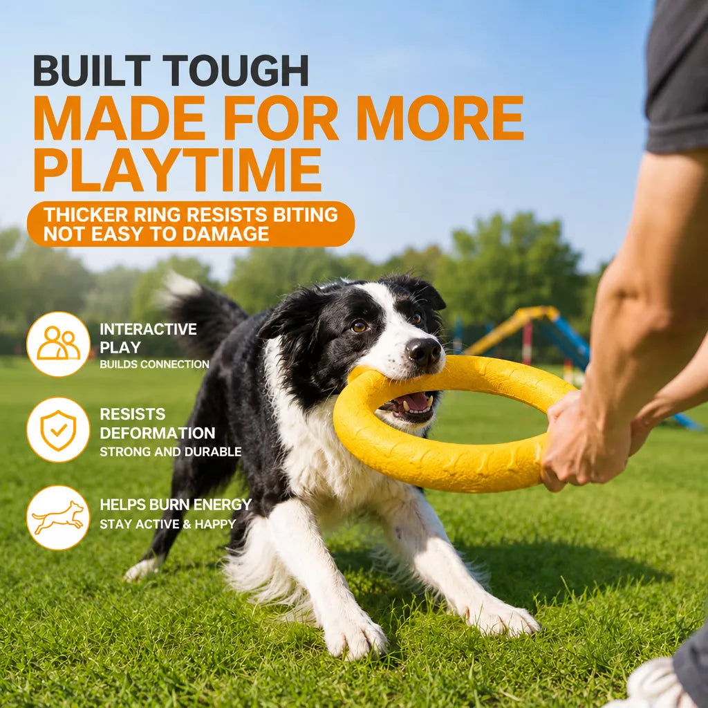 Silicone Dog Ring Toy for Fetch and Tug Play