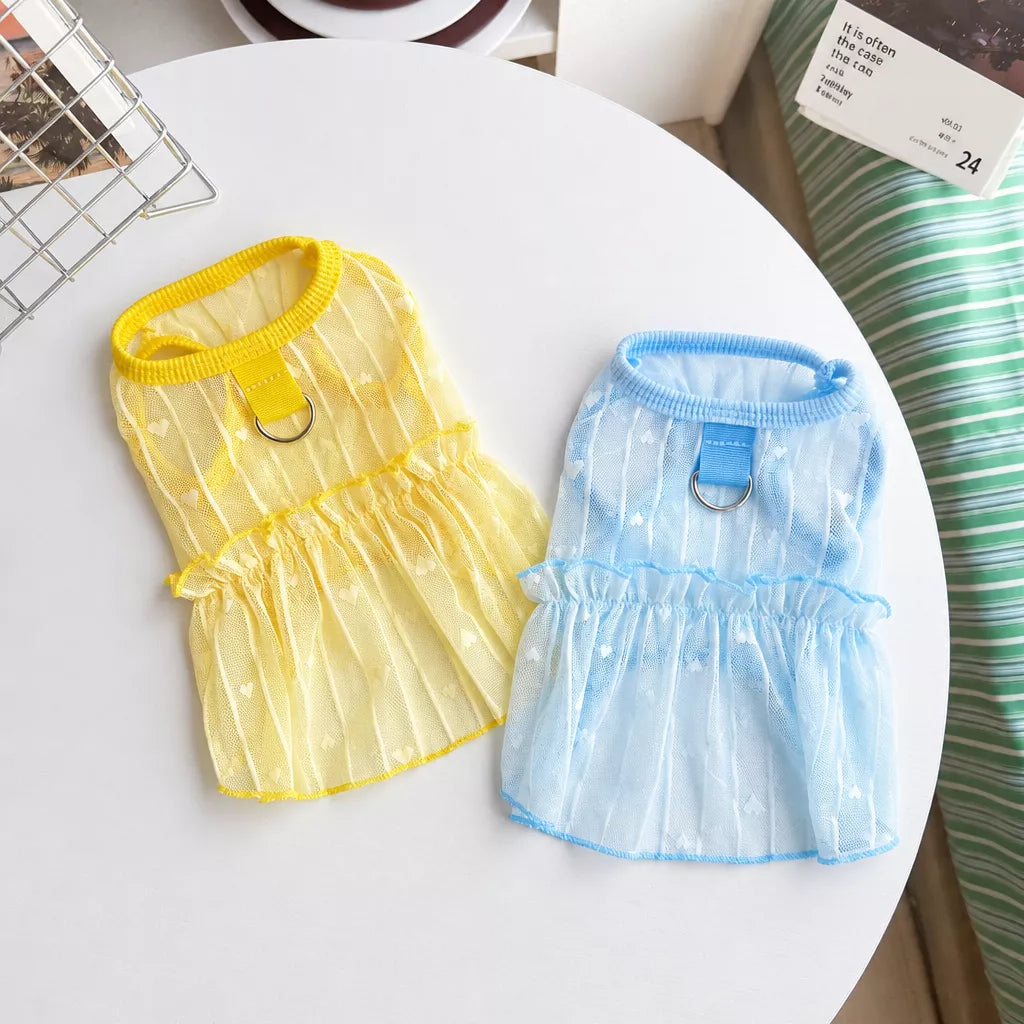 Silk Heart Cutout Ruffle Dress for Small Dogs & Cats