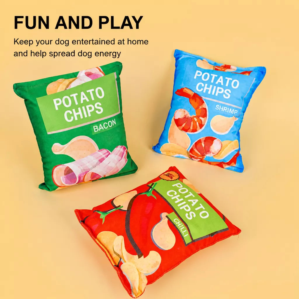 Potato Chip Plush Squeaky Toy for Dogs & Cats