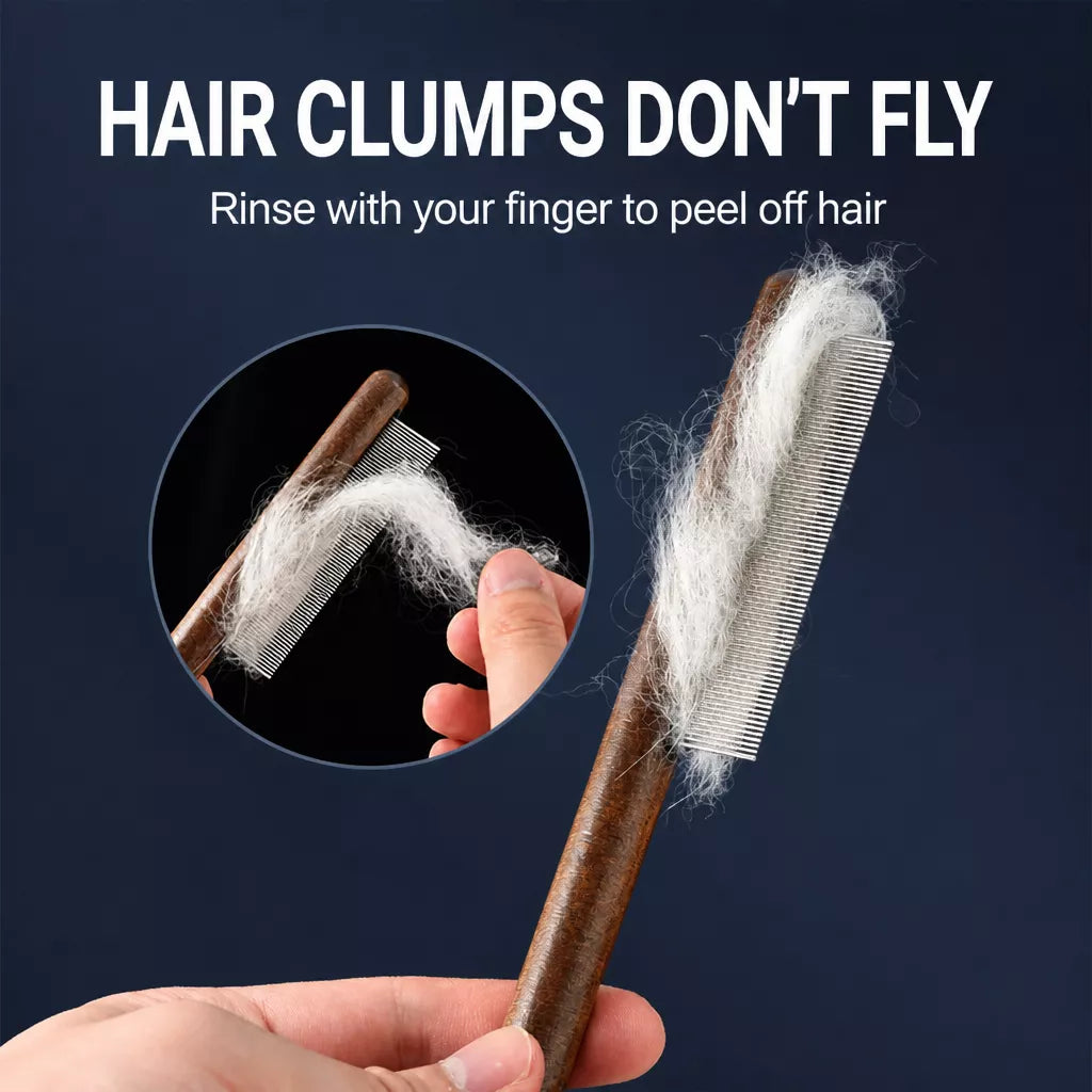 Wooden Cat Grooming Comb for Detangling and Loose Hair