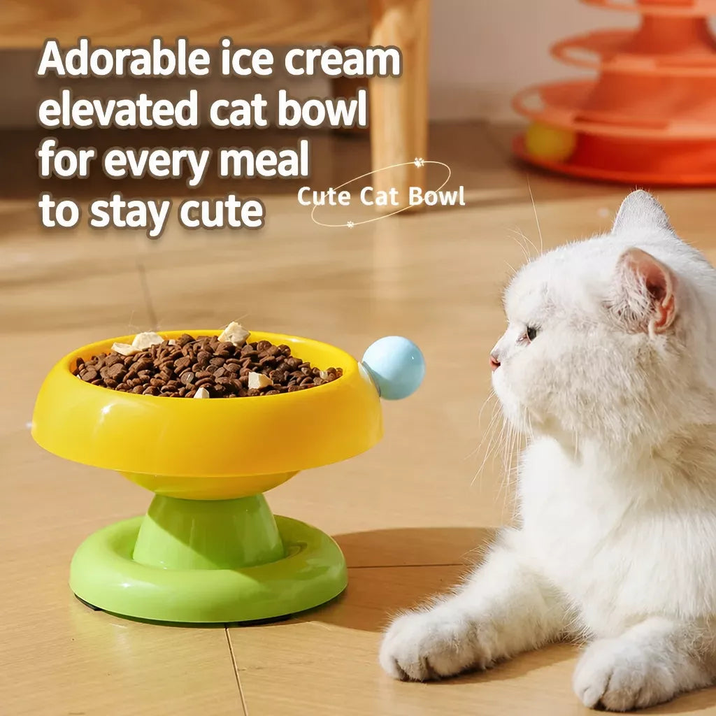 Pet Food & Water Bowl with Low-Profile Non-Slip Base