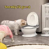 Wide-Mouth Toilet-Shaped Plastic Water Bowl for Cats